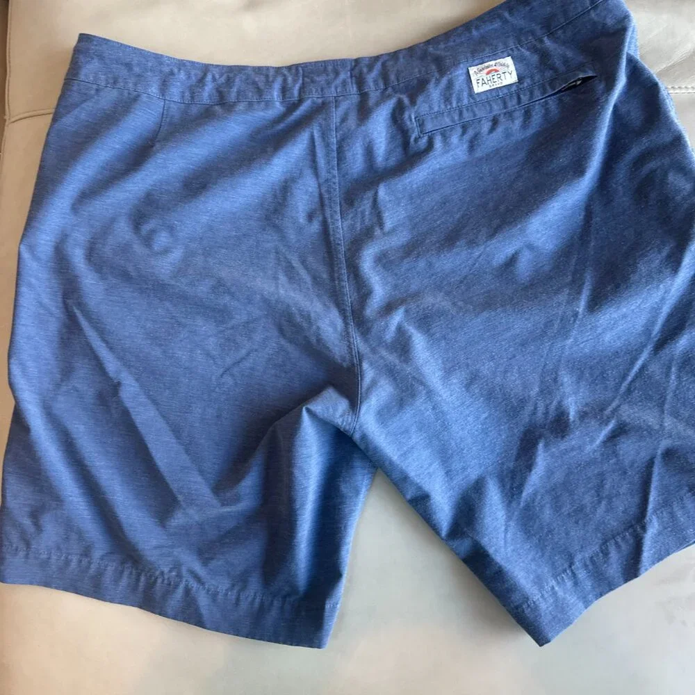 Faherty All Day Shorts Mens 38 Med Blue